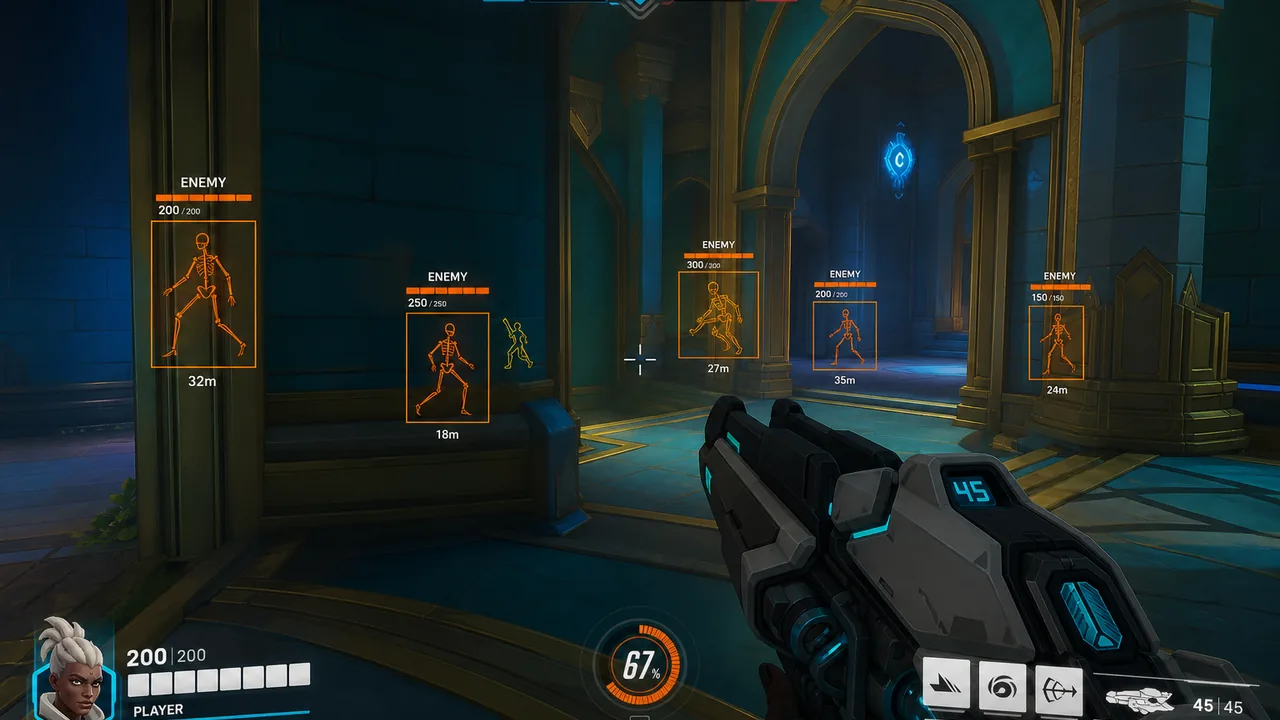 Overwatch 2 Hacks ESP player boxes in a Competitive match